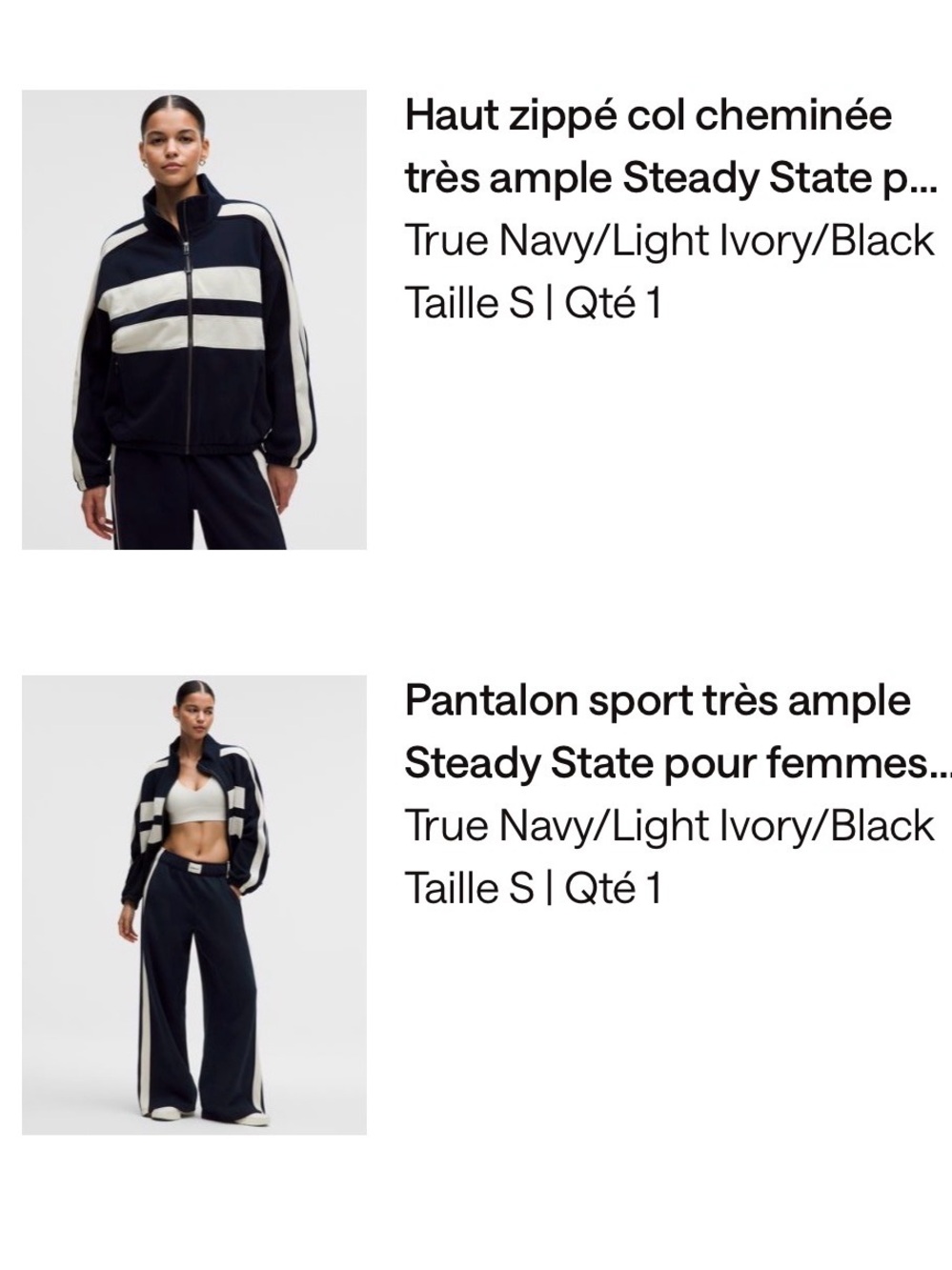 lululemon athletica Wide-Leg Track Pants in True Navy, Light Ivory & Black
